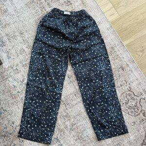 Zara Girls Black Navy Animal Print Elastic Waist Pants